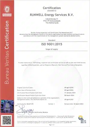 ISO 9001 2015 Certificate Runwell